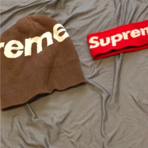 Supreme Red and Brown Headband Set